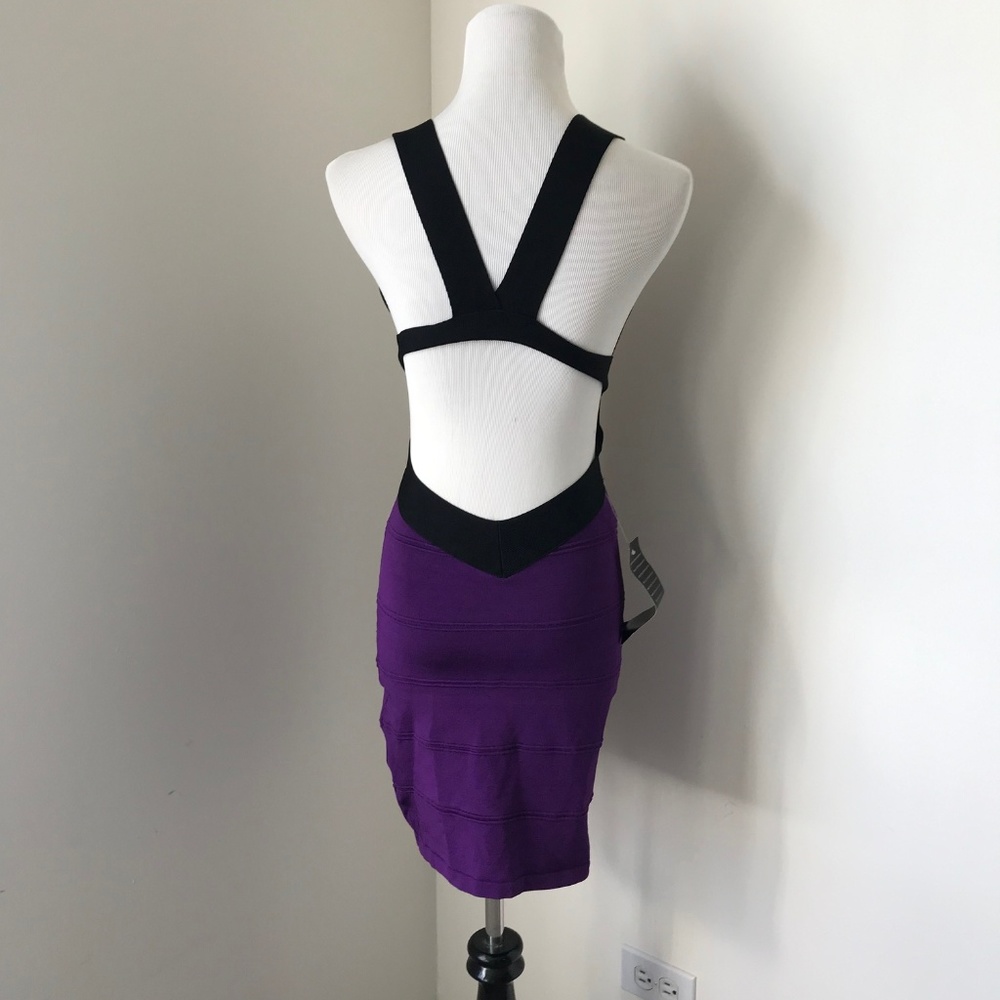 BEBE Bodycon Dress deep V cutout New Rare